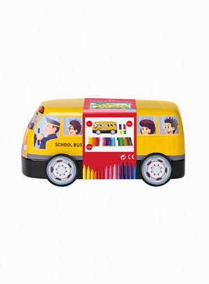 Faber Castell Toy School Bus Pens Tin