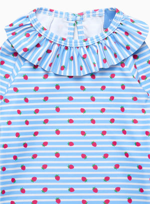 Hampton Swim Swimsuit Baby Swimsuit in Blue Strawberry Stripe