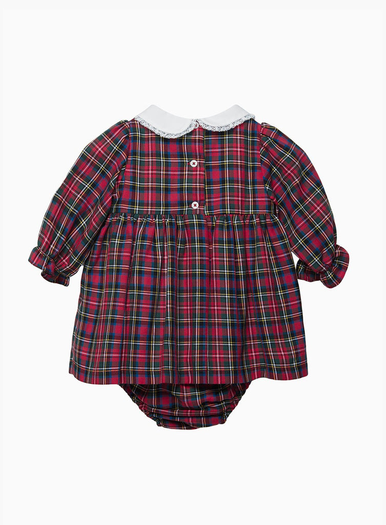 Baby Tartan Reindeer Smocked Dress Trotters London