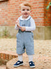 Thomas Brown Bib Shorts Little Alfie Bib Shorts in Pale Blue Herringbone