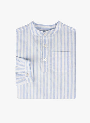 Thomas Brown Shirt Oscar Shirt in Pale Blue Stripe