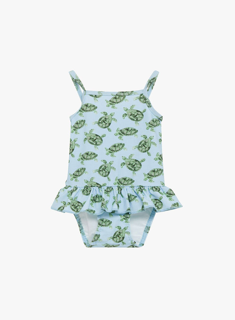 Trotters Swim Swimsuit Little Peplum Swimsuit in Turtle