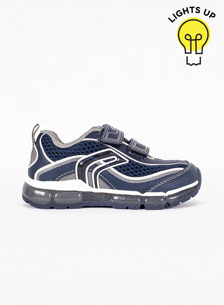 Geox Android LightUp Trainers in Navy/Grey Trotters