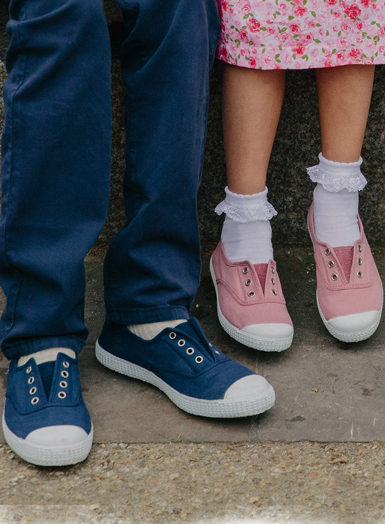 Hampton Canvas Plum Plimsolls in Rosa Trotters