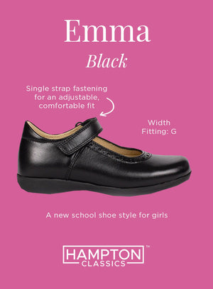 Hampton Classics School Shoes Hampton Classics Emma Wide Fit School Shoes in Black - Trotters Childrenswear
