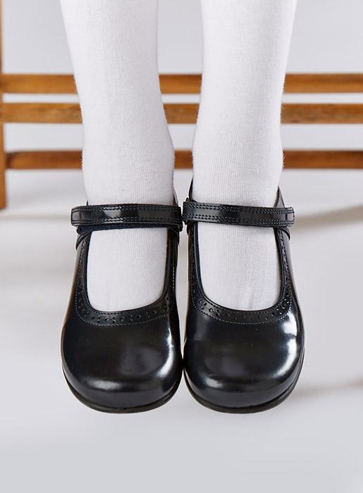 Hampton Classics Katherine Girls Black Leather School Shoe