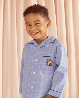 Original Pyjama Company Pyjamas Augustus Lion Pyjamas in Blue Check