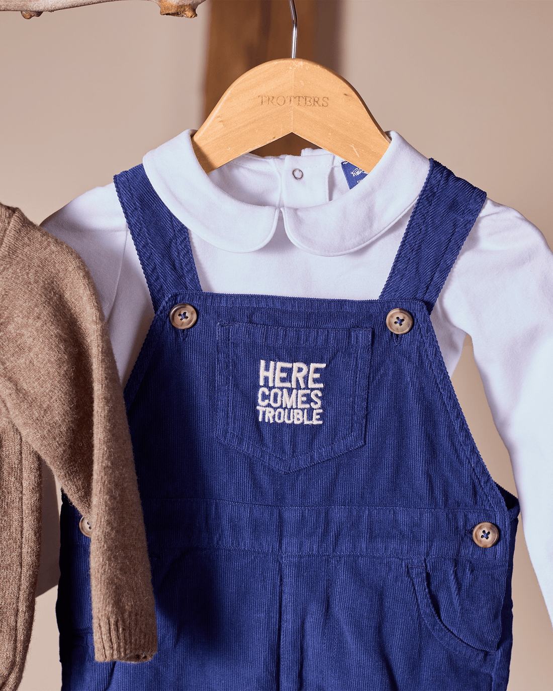 Chelsea Clothing Company Dungarees Baby Here Comes Trouble Dungarees