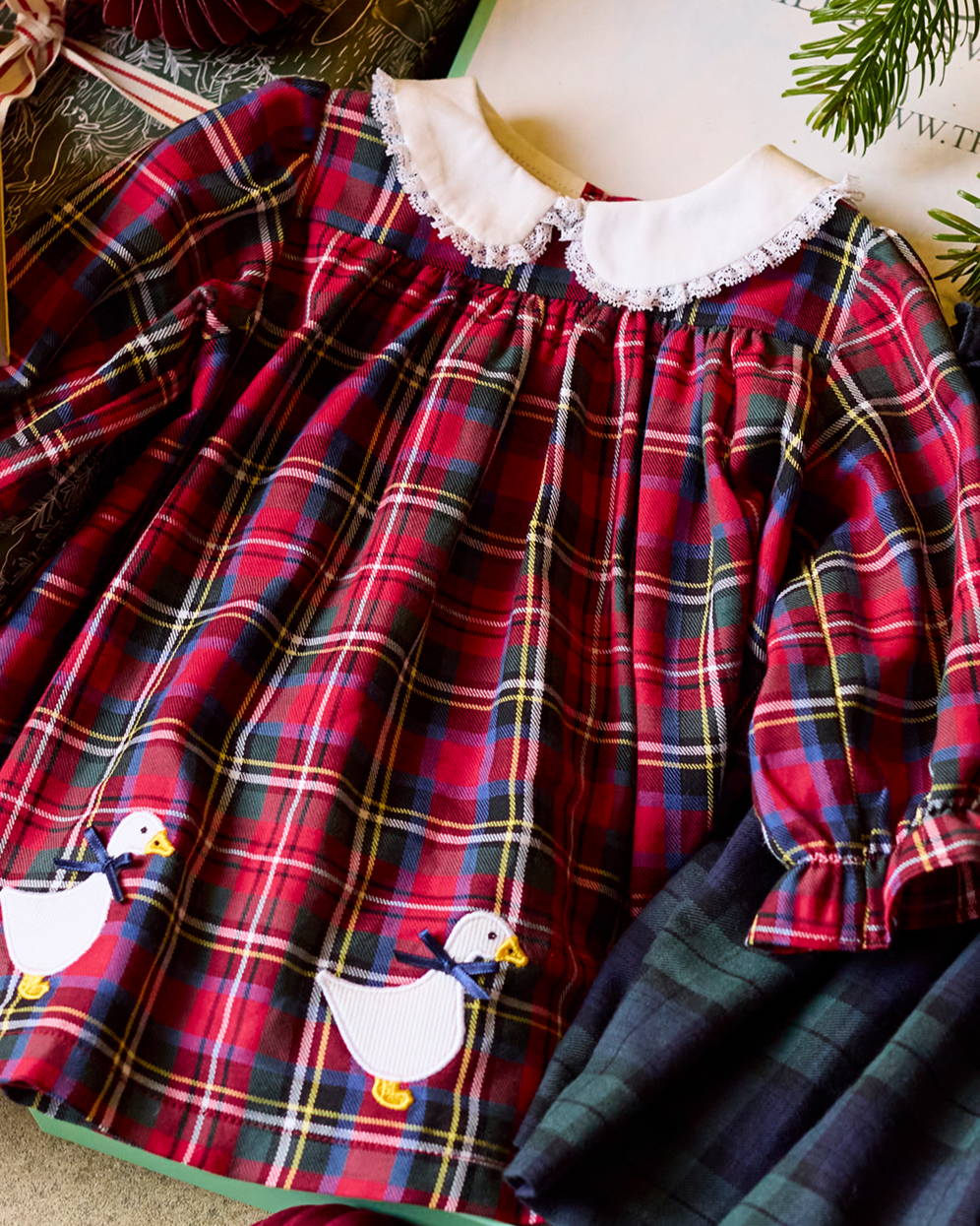 Lapinou Dress Baby Tartan Duck Dress