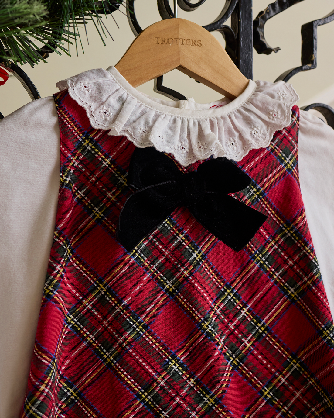 Confiture Dress Baby Georgina Bow Dress in Red Tartan