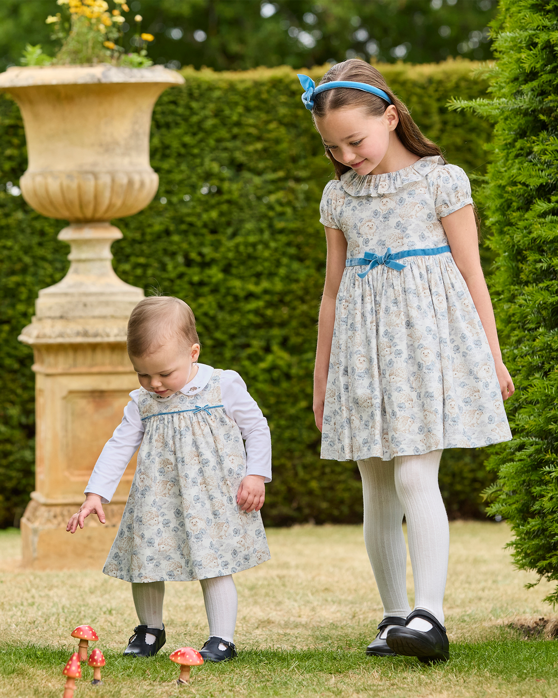 Confiture Dress Baby Hollie Hedgehog Pinafore in Pale Blue