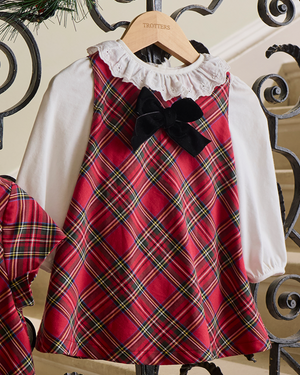 Confiture Dress Baby Georgina Bow Dress in Red Tartan