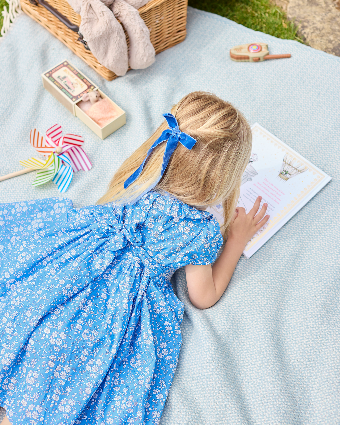 Lily Rose Dress Smocked Party Dress in Blue Capel