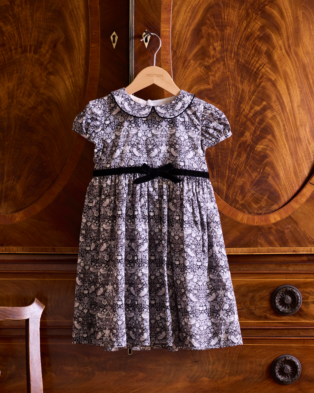 Lily Rose Gold Dress Black Strawberry Thief Dress