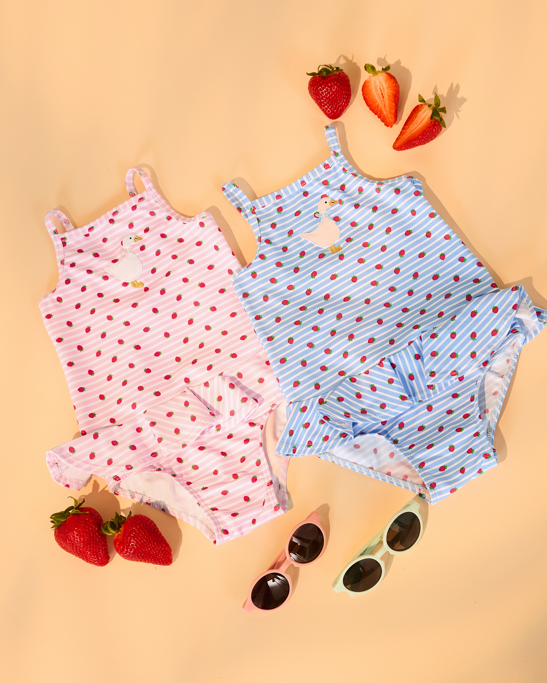 Hampton Swim Swimsuit Baby Duck Swimsuit in Blue Strawberry Stripe