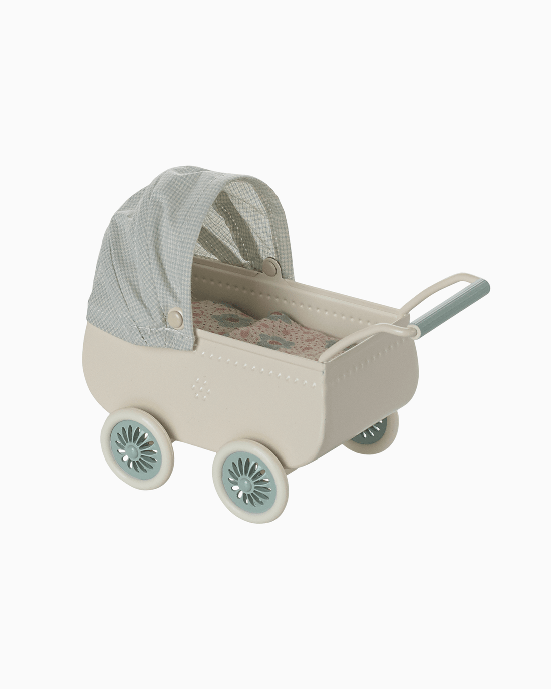 Maileg Toy Maileg Pram with Baby Mouse in Mint