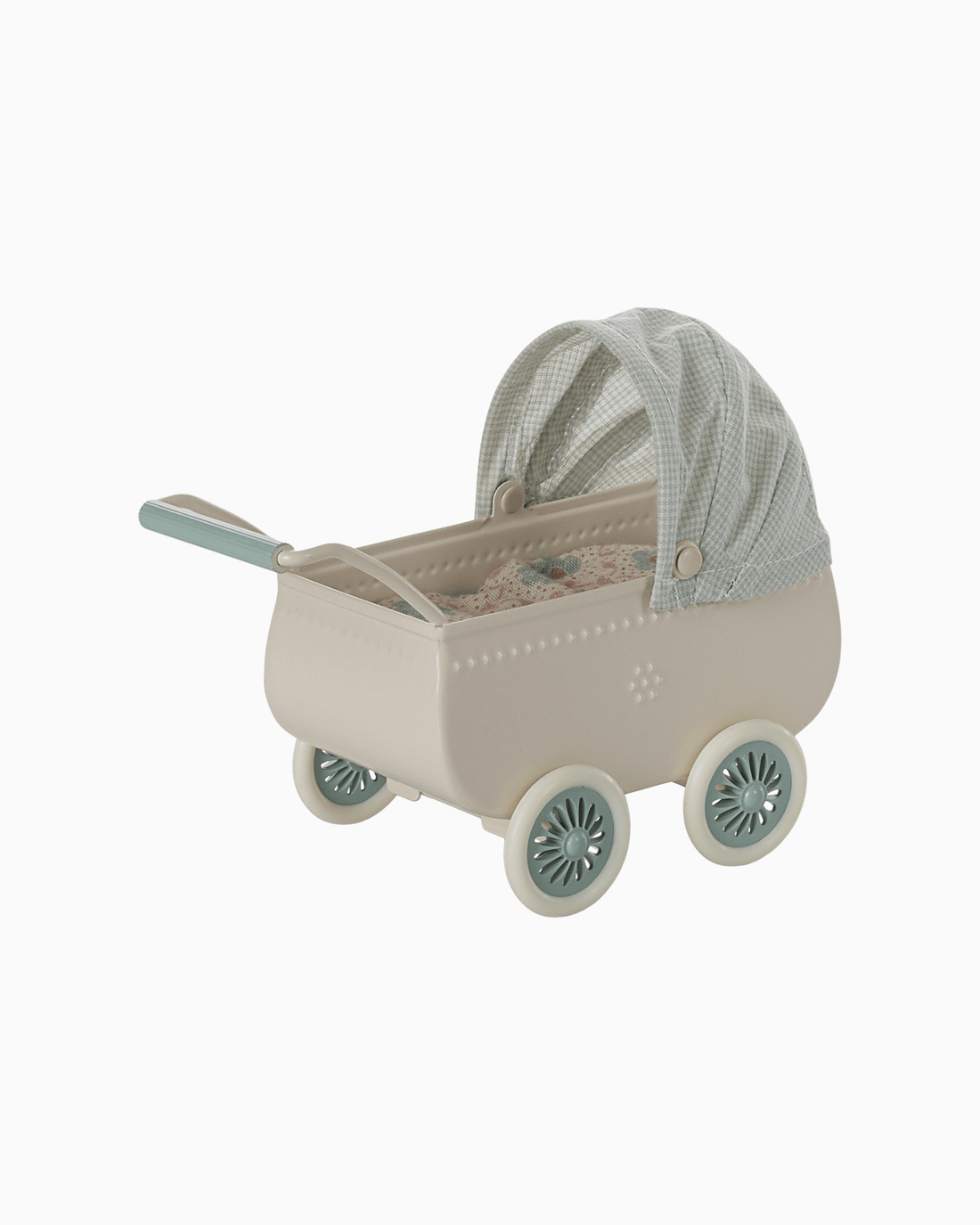Maileg Toy Maileg Pram with Baby Mouse in Mint