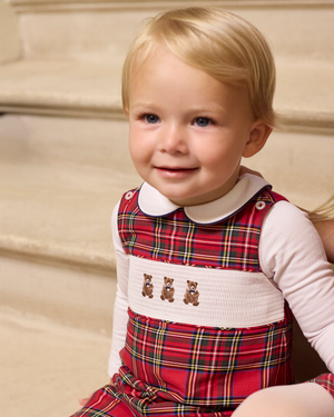 Chelsea Clothing Company Romper Baby Archie Smocked Romper in Teddy Bear