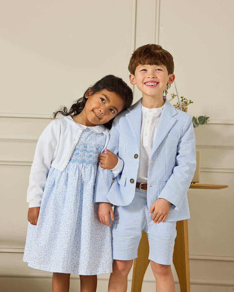 Trotters Heritage Shorts Theo Tailored Shorts in Blue Stripe