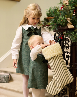 Confiture Dress Georgina Bow Dress in Green Herringbone