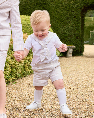 Trotters Heritage Set Edward Sailor Set in Oatmeal Stripe