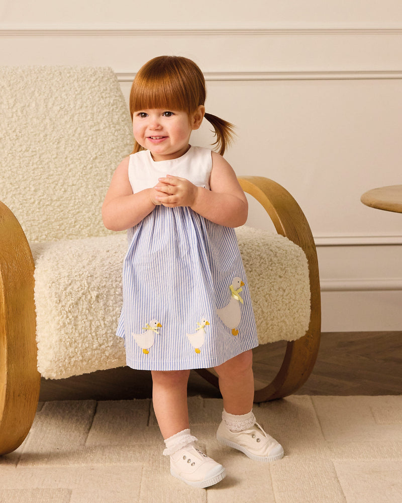 Confiture Dress Baby Pinafore Duck Dress in Blue Stripe