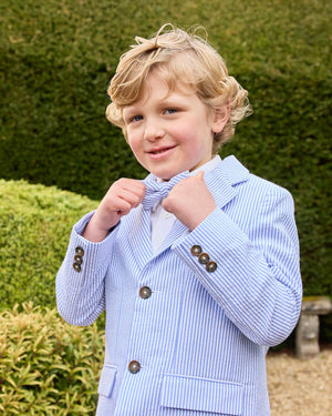Trotters Heritage Blazer Sebastian Blazer in Pale Blue Stripe