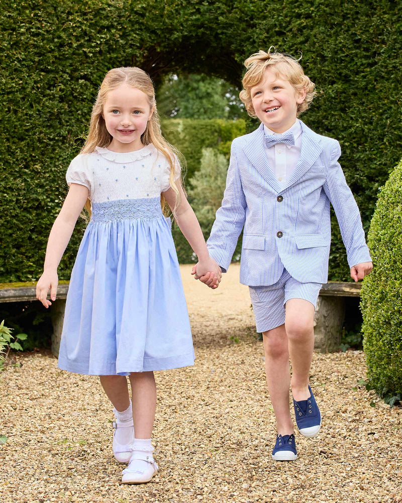 Trotters Heritage Blazer Sebastian Blazer in Pale Blue Stripe