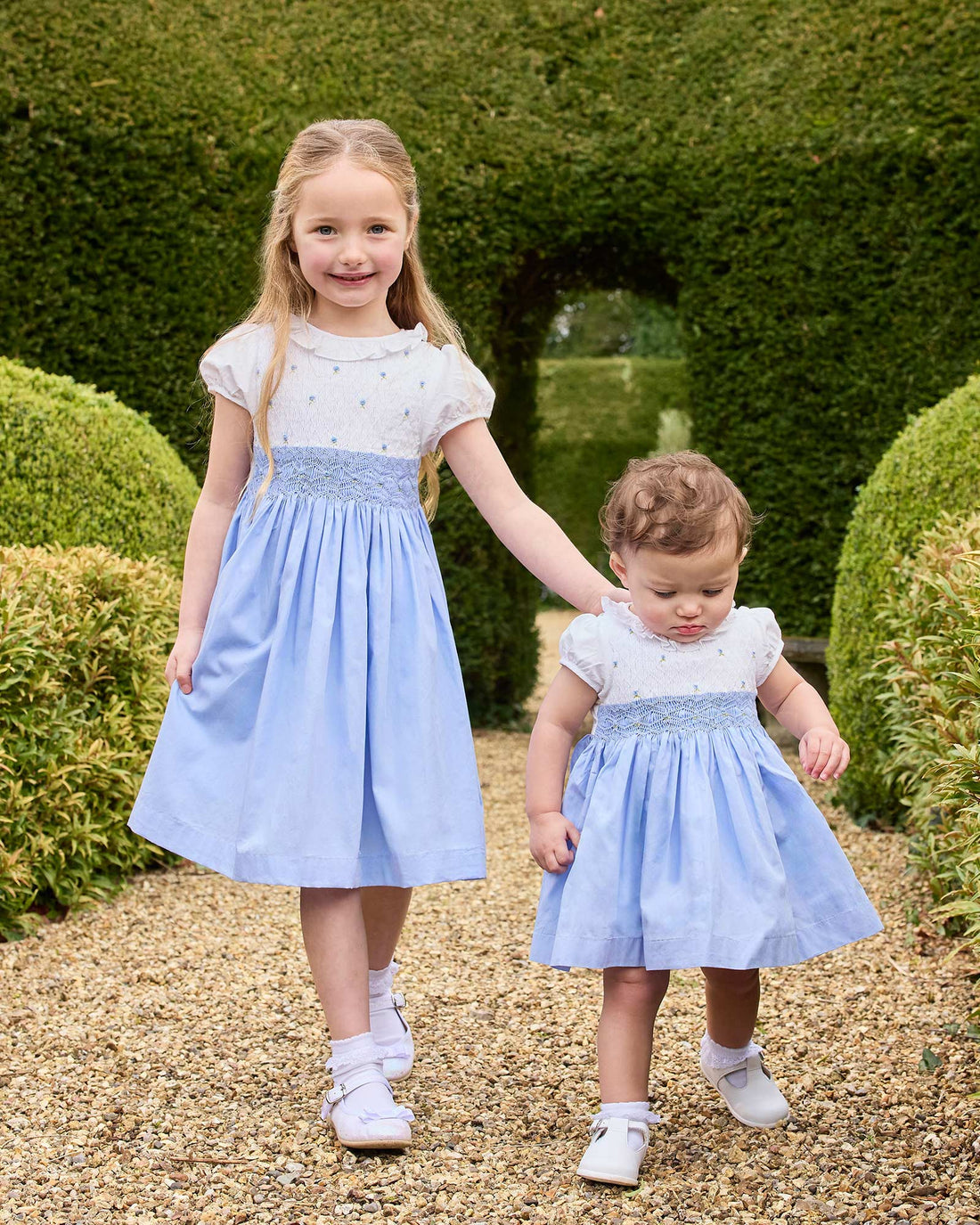 Lily Rose Dress Willow Hand Smocked Dress in Cornflower