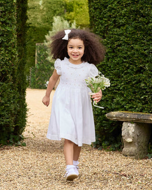 Lily Rose Dress Willow Rose Hand Smocked Dress in White