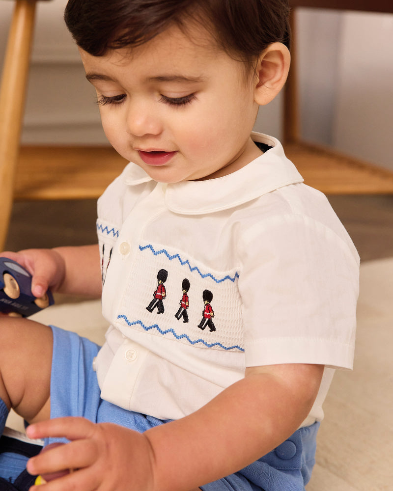 Trotters Heritage Set The Rupert Smocked Set in French Blue Guardsman