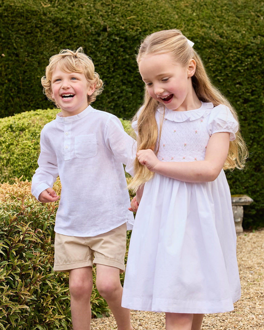 Lily Rose Dress Willow Rose Hand Smocked Dress in White