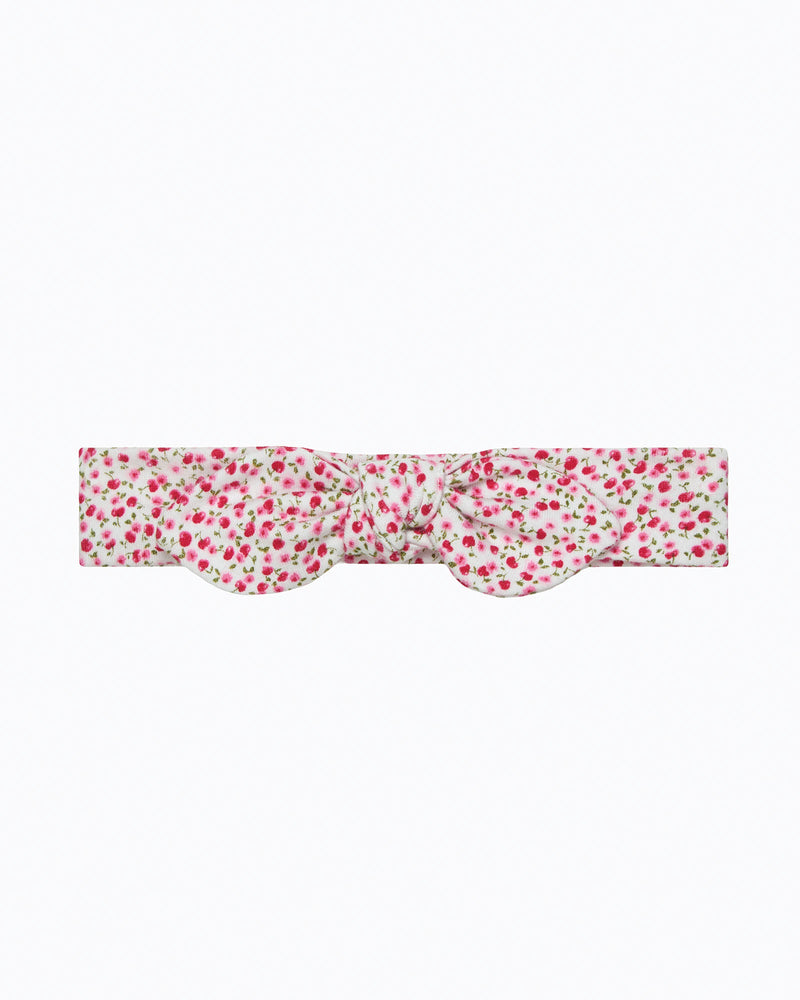 Lily Rose Alice Bands Jersey Bow Headband in Red Cherry Floral