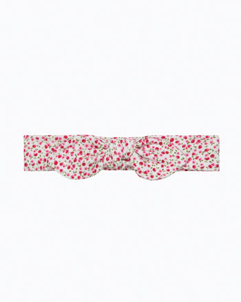 Lily Rose Alice Bands Jersey Bow Headband in Red Cherry Floral