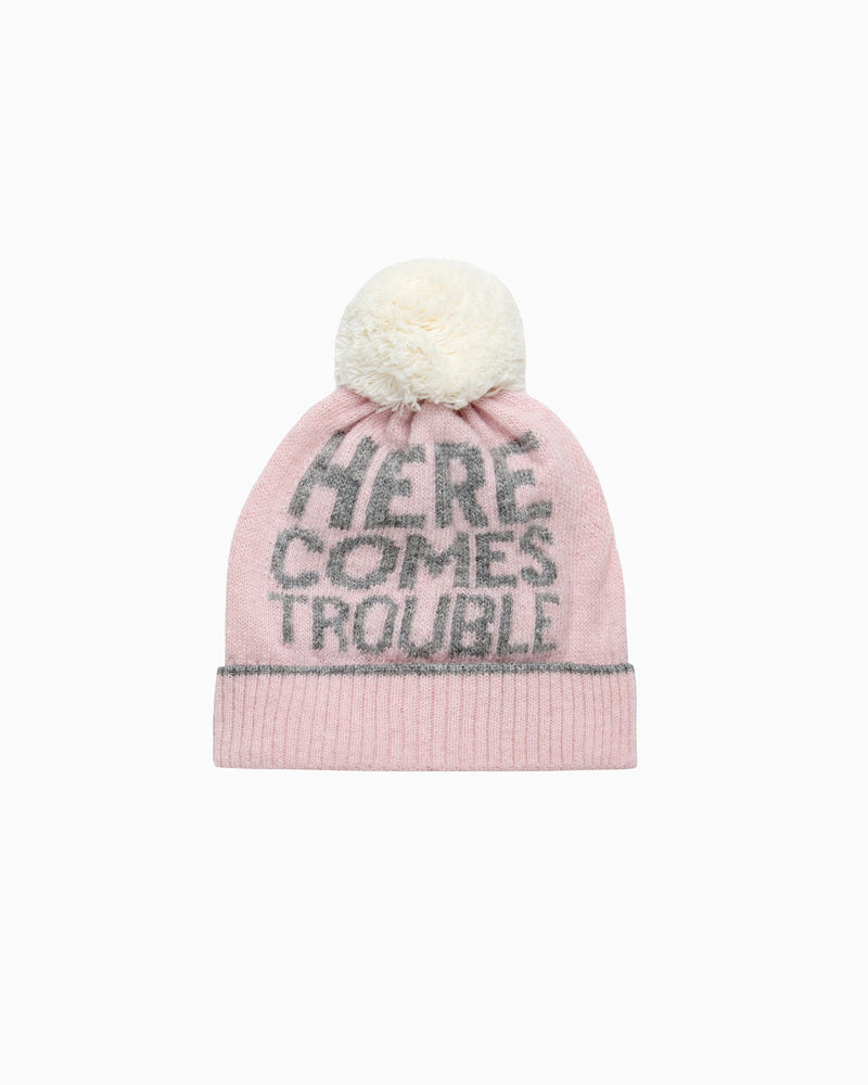 Chelsea Clothing Company Hat Baby Trouble Beanie in Pale Pink
