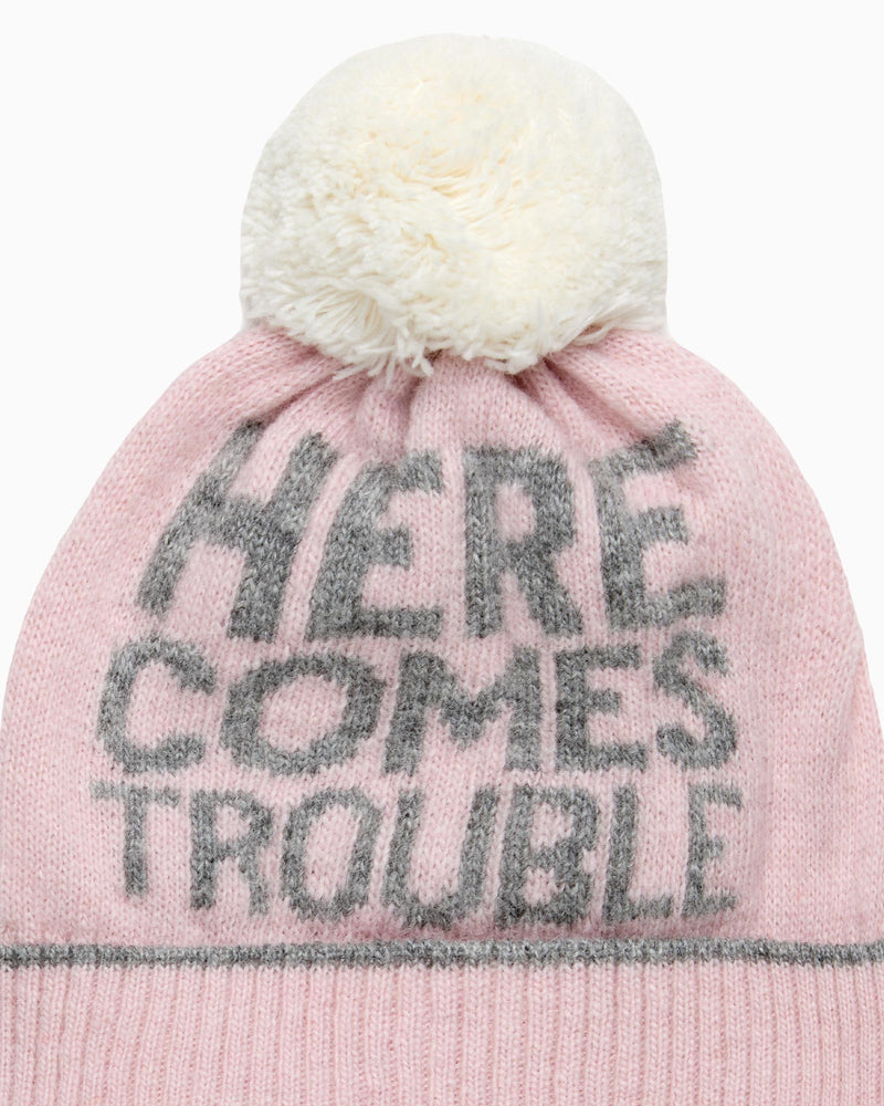 Chelsea Clothing Company Hat Baby Trouble Beanie in Pale Pink