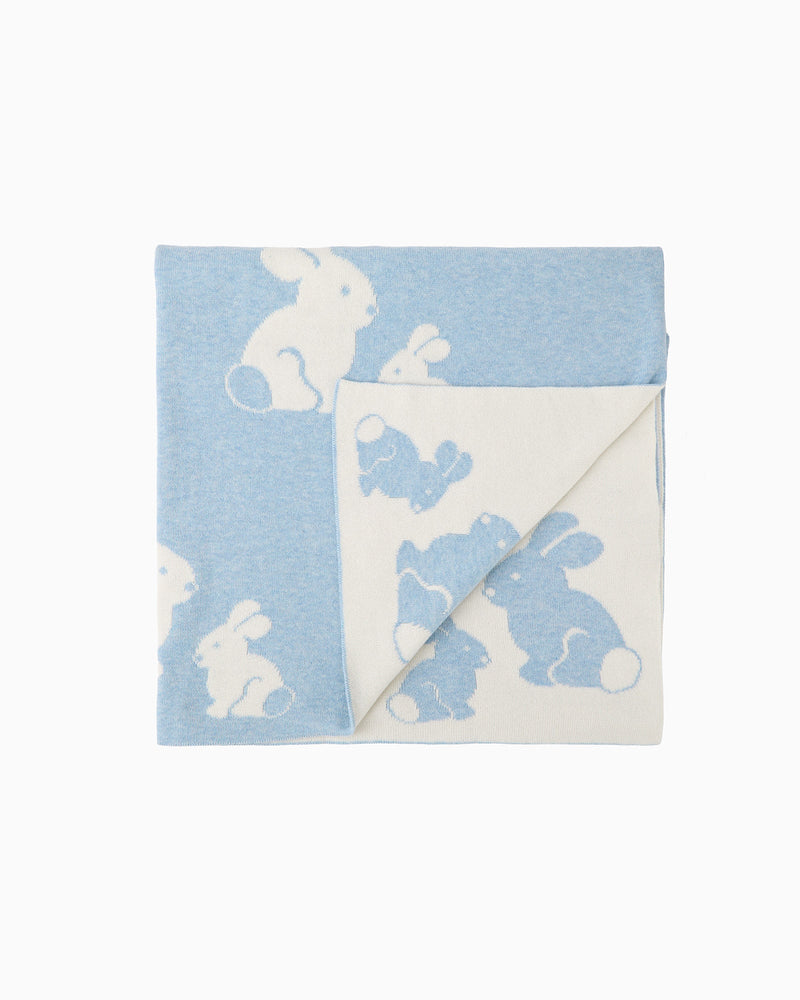 Lapinou Blanket Knitted Bunny Blanket in Pale Blue