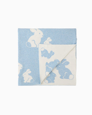 Lapinou Blanket Knitted Bunny Blanket in Pale Blue