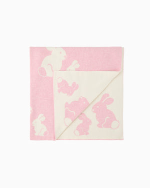 Lapinou Blanket Knitted Bunny Blanket in Pale Pink
