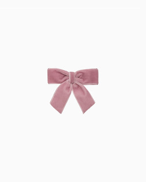 Lily Rose Clip Small Velvet Bow Hair Clip With Tails in Blush