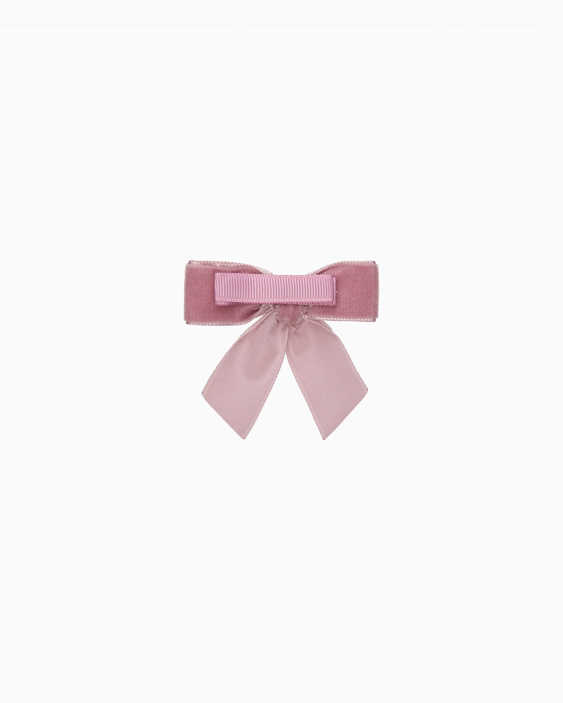 Lily Rose Clip Small Velvet Bow Hair Clip With Tails in Blush