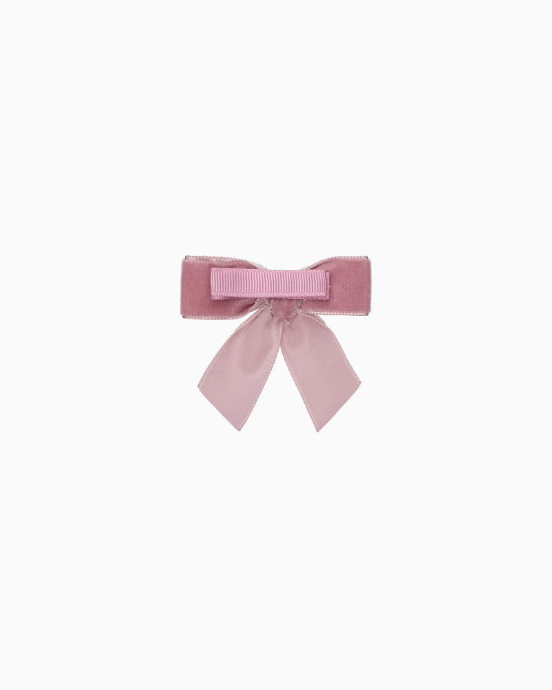 Lily Rose Clip Small Velvet Bow Hair Clip With Tails in Blush