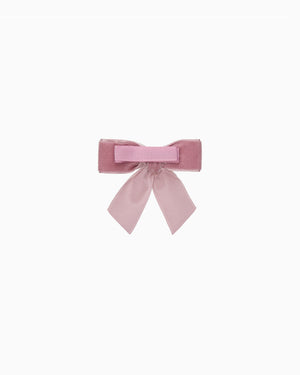 Lily Rose Clip Small Velvet Bow Hair Clip With Tails in Blush