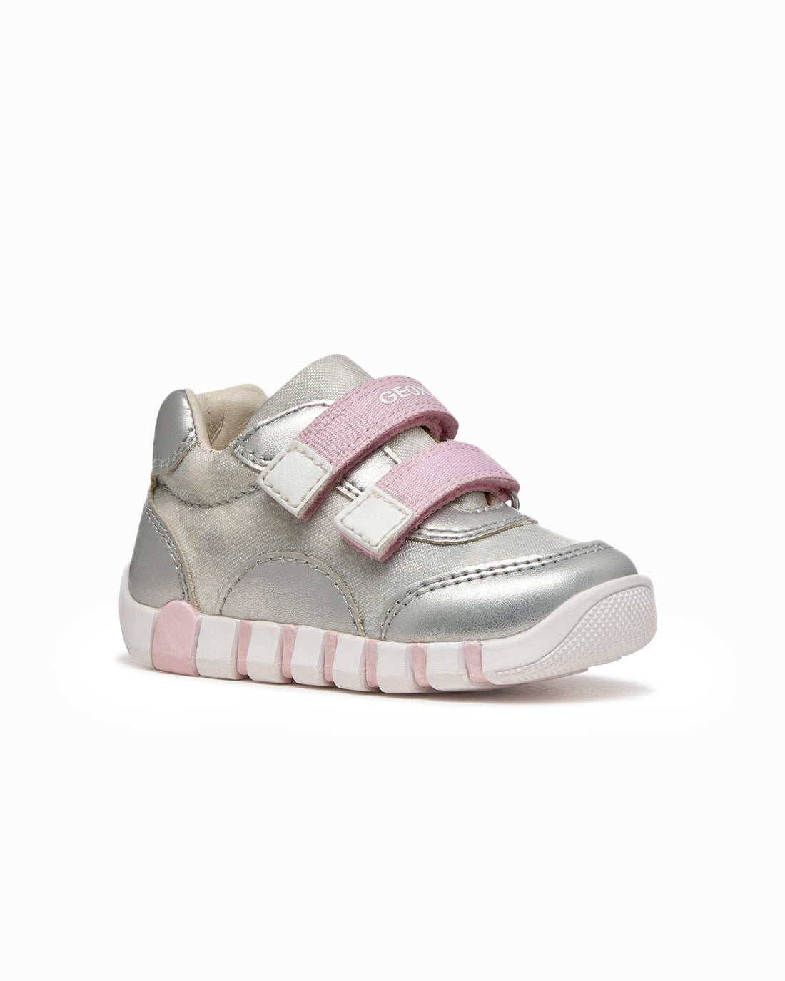 Geox Trainers Geox Iupidoo Baby Girl Trainers in Silver/Pink