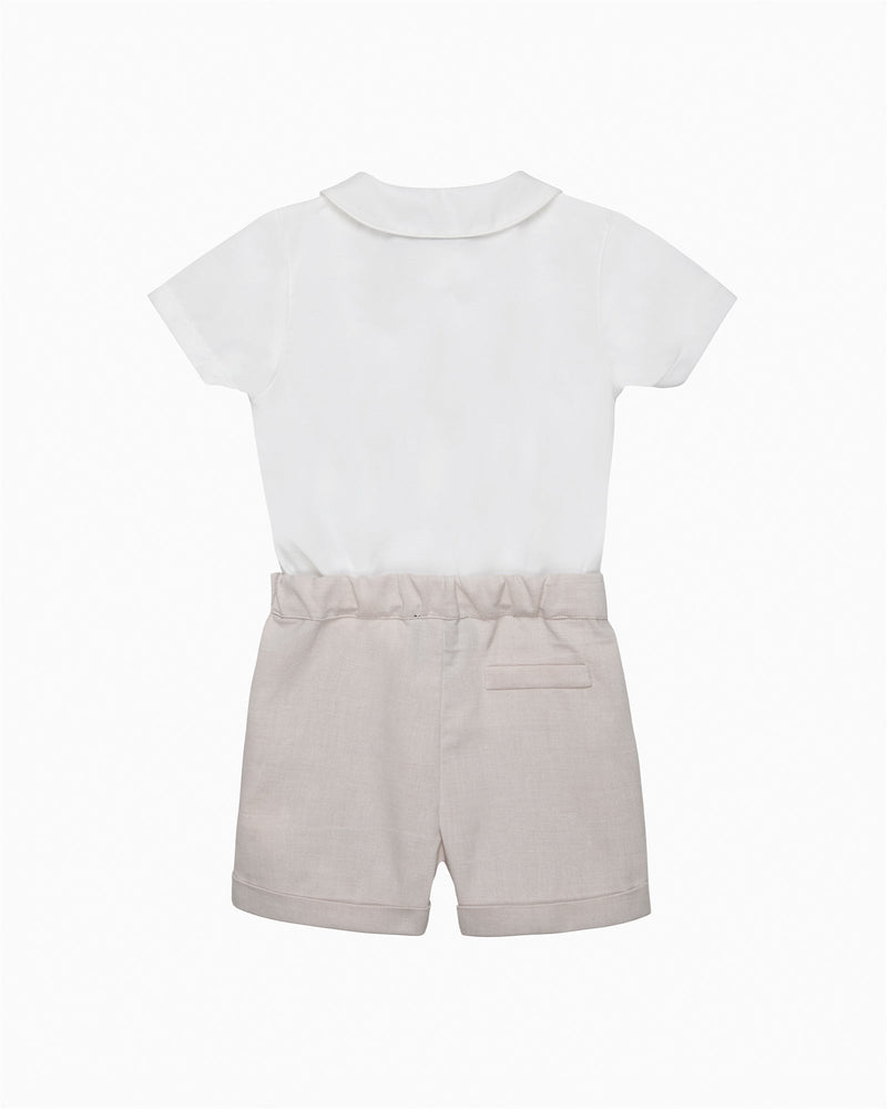 Trotters Heritage Set The Rupert Smocked Set in Oatmeal