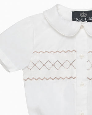Trotters Heritage Set The Rupert Smocked Set in Oatmeal