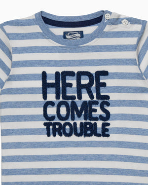 Chelsea Clothing Company Top Baby Here Comes Trouble T-Shirt