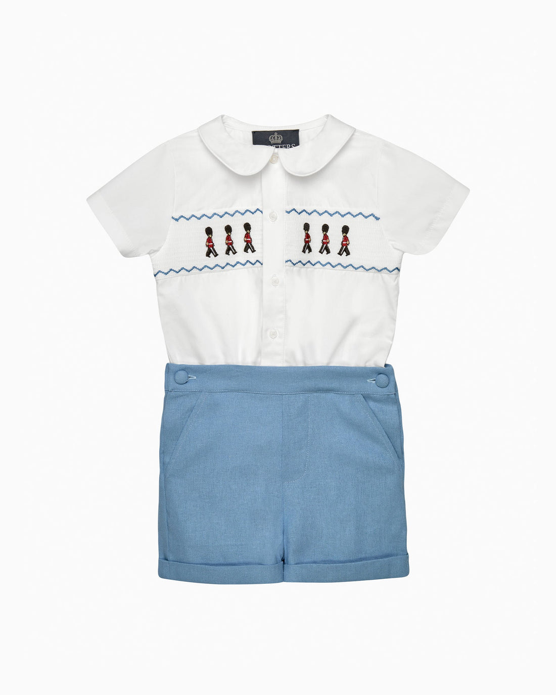 Trotters Heritage Set The Rupert Smocked Set in French Blue Guardsman