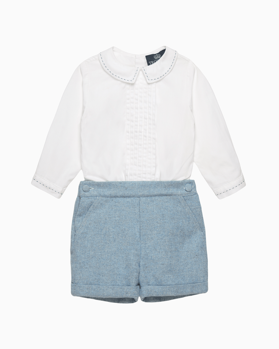 Trotters Heritage Set Baby Rupert Set in Pale Blue Herringbone