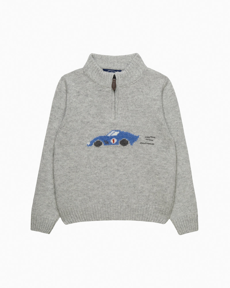 Chelsea Clothing Company Jumper Sebastian Car Half Zip Jumper in Grey Marl